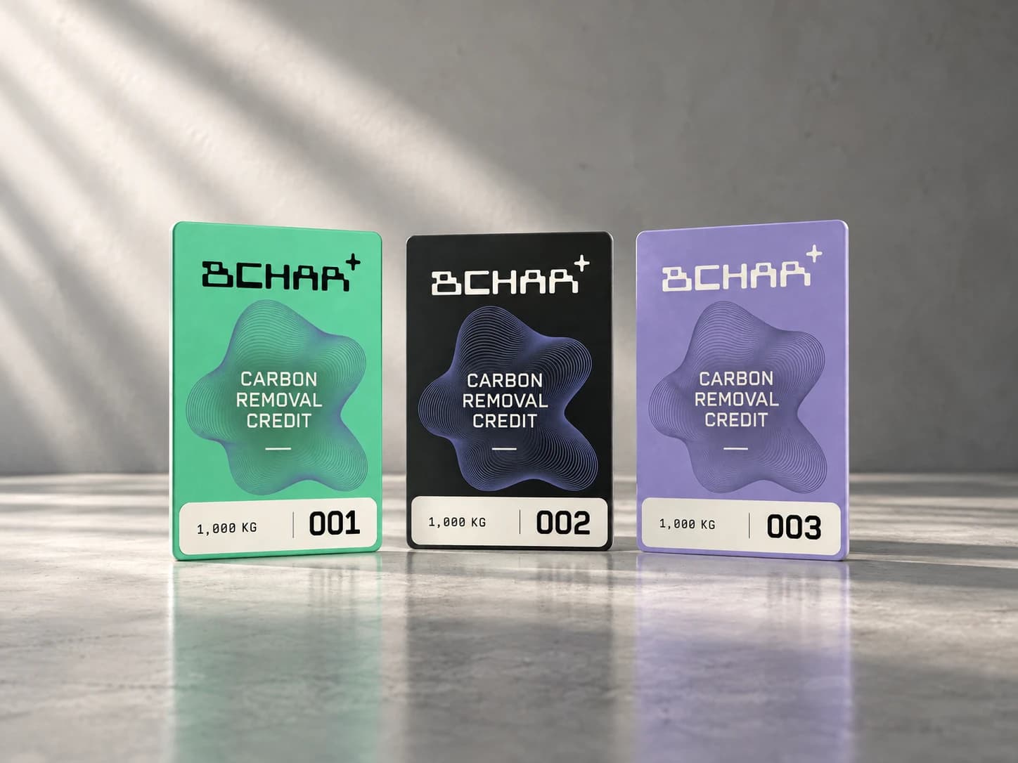 Three BCHAR carbon removal credit cards